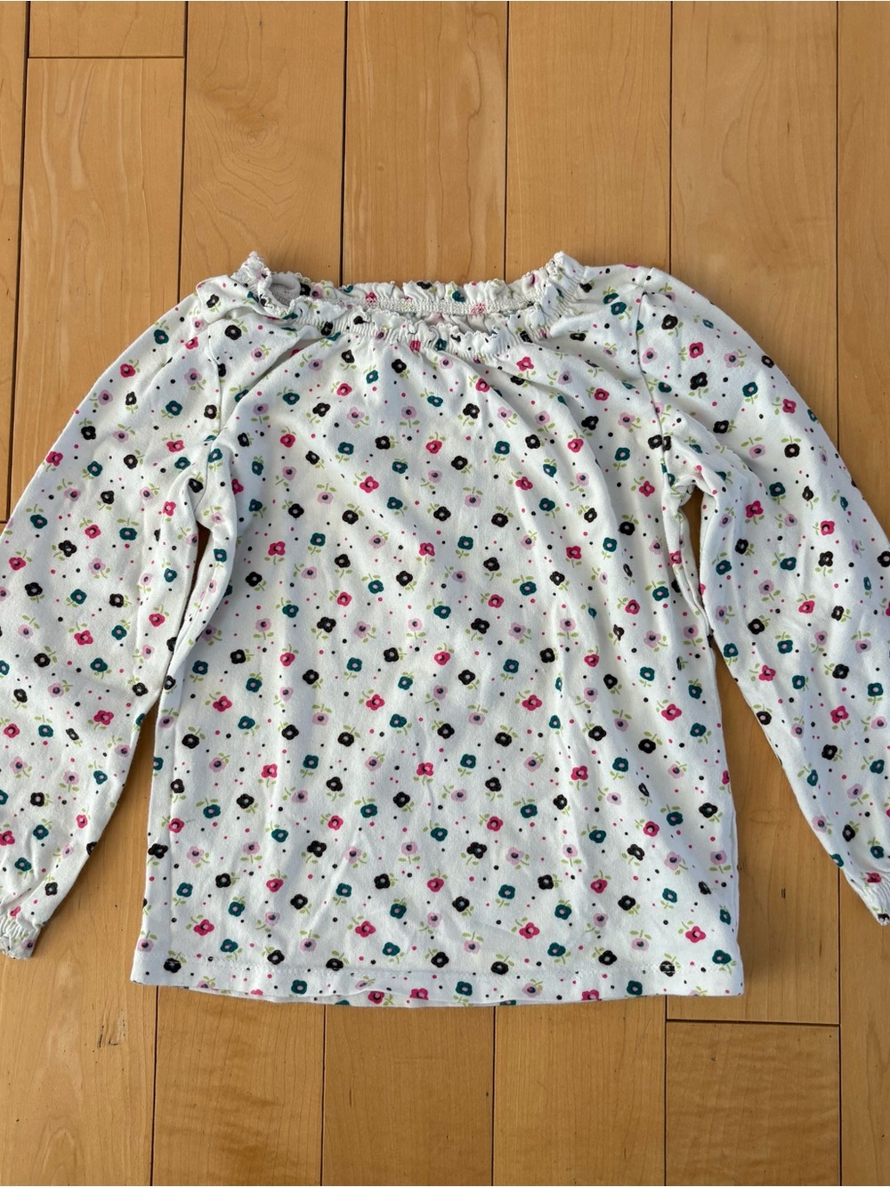 Please Mum White Floral Long Sleeve Top 00s